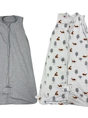 Two-Pack Kids Gender Neutral 0.5 TOG Sleep Sacks in Gray & White Woodland Print